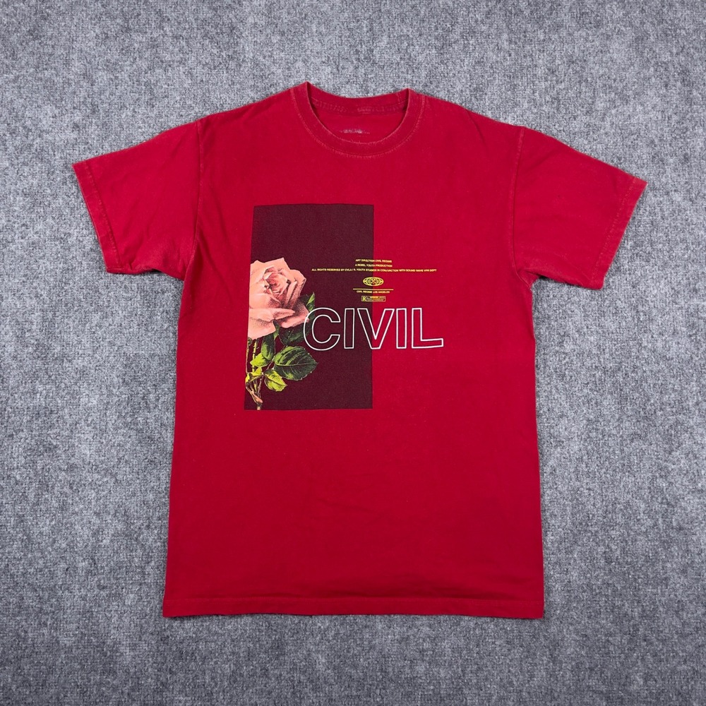 Civil Regime Graphic T-Shirt Mens Medium Red Rose Streetwear Tee